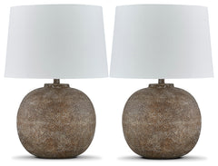 Neavesboro Antique Brown/White 2-Piece Lamp Set - Ornate Home
