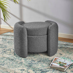 Nebula Charcoal Boucle Upholstered Ottoman - Ornate Home