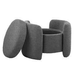 Nebula Charcoal Boucle Upholstered Ottoman - Ornate Home