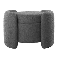 Nebula Charcoal Boucle Upholstered Ottoman - Ornate Home
