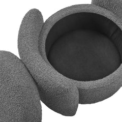 Nebula Charcoal Boucle Upholstered Ottoman - Ornate Home