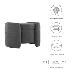 Nebula Charcoal Boucle Upholstered Ottoman - Ornate Home