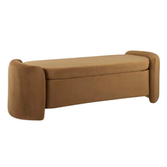 Nebula Cognac Upholstered Performance Velvet Bench - Ornate Home