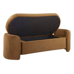 Nebula Cognac Upholstered Performance Velvet Bench - Ornate Home