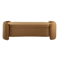 Nebula Cognac Upholstered Performance Velvet Bench - Ornate Home