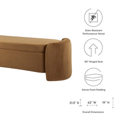 Nebula Cognac Upholstered Performance Velvet Bench - Ornate Home
