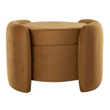 Nebula Cognac Upholstered Performance Velvet Ottoman - Ornate Home