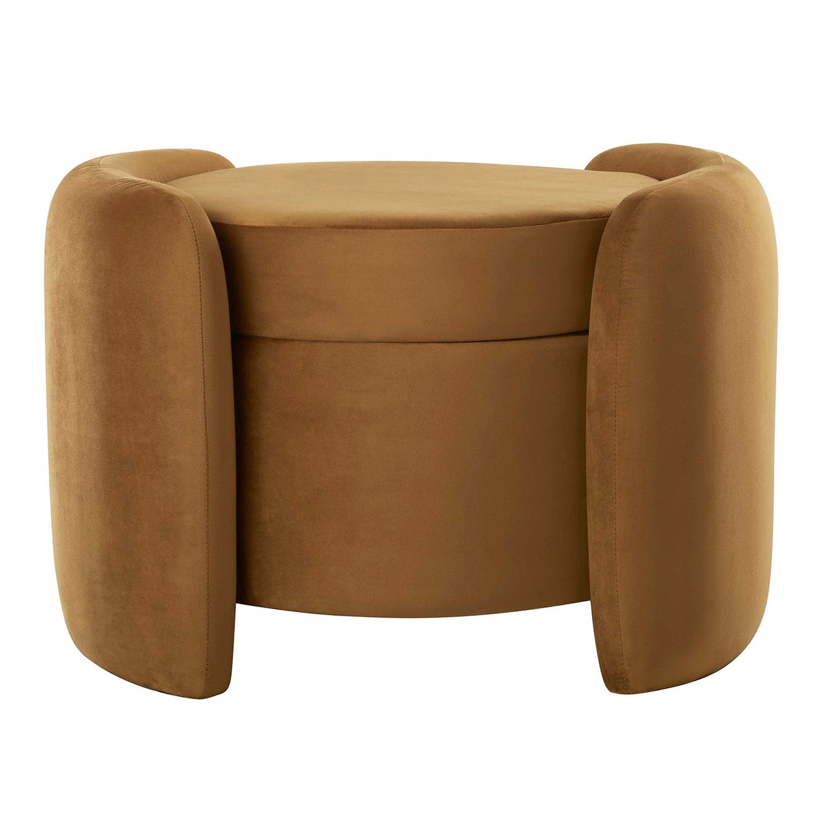 Nebula Cognac Upholstered Performance Velvet Ottoman - Ornate Home
