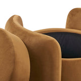 Nebula Cognac Upholstered Performance Velvet Ottoman - Ornate Home