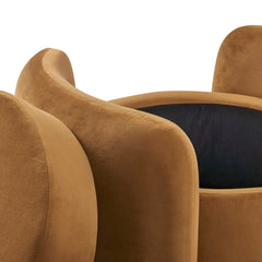 Nebula Cognac Upholstered Performance Velvet Ottoman - Ornate Home