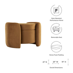 Nebula Cognac Upholstered Performance Velvet Ottoman - Ornate Home