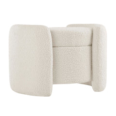 Nebula Ivory Boucle Upholstered Ottoman - Ornate Home