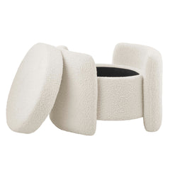 Nebula Ivory Boucle Upholstered Ottoman - Ornate Home