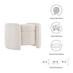 Nebula Ivory Boucle Upholstered Ottoman - Ornate Home