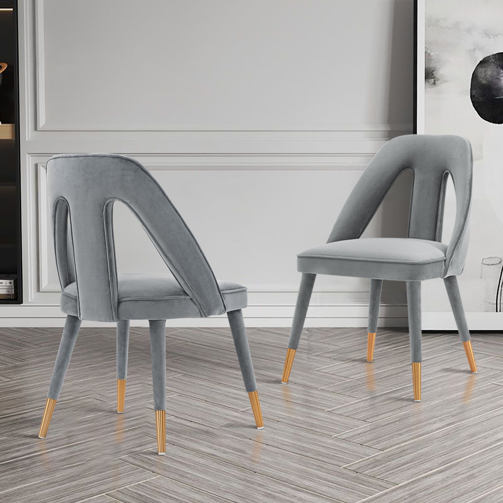 Neda Dining Chair in Grey (set of 2) - Ornate Home