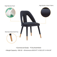 Neda Dining Chair in Midnight Blue - Ornate Home