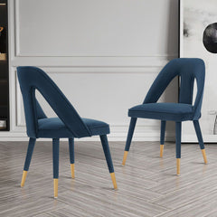 Neda Dining Chair in Midnight Blue (set of 2) - Ornate Home