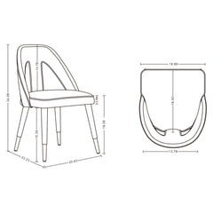 Neda Dining Chair in Midnight Blue (set of 2) - Ornate Home