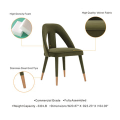 Neda Dining Chair in Olive Green (set of 2) - Ornate Home