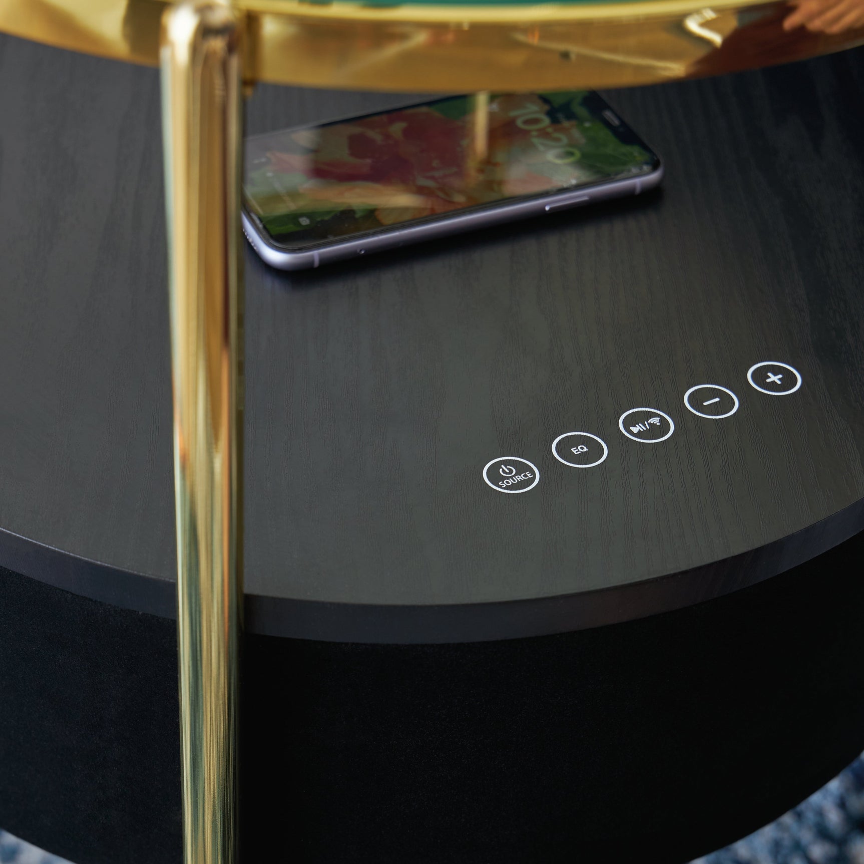 Nedman Black & Gold Accent Table w/ Speaker (Online Special Price) - Ornate Home