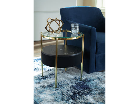 Nedman Black & Gold Accent Table w/ Speaker - Ornate Home