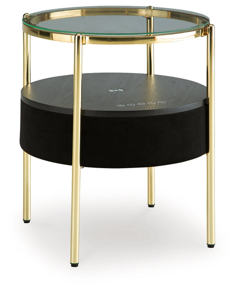 Nedman Black & Gold Accent Table w/ Speaker - Ornate Home