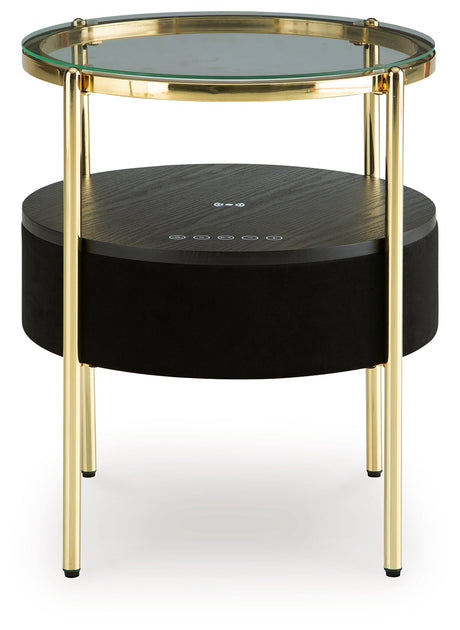 Nedman Black & Gold Accent Table w/ Speaker - Ornate Home