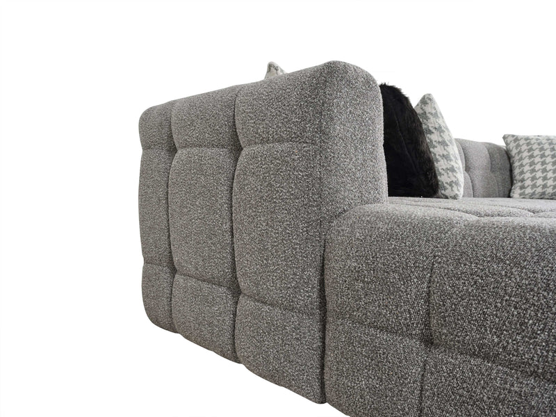 Florida Gray Boucle U Shape Sectional Sofa - Ornate Home