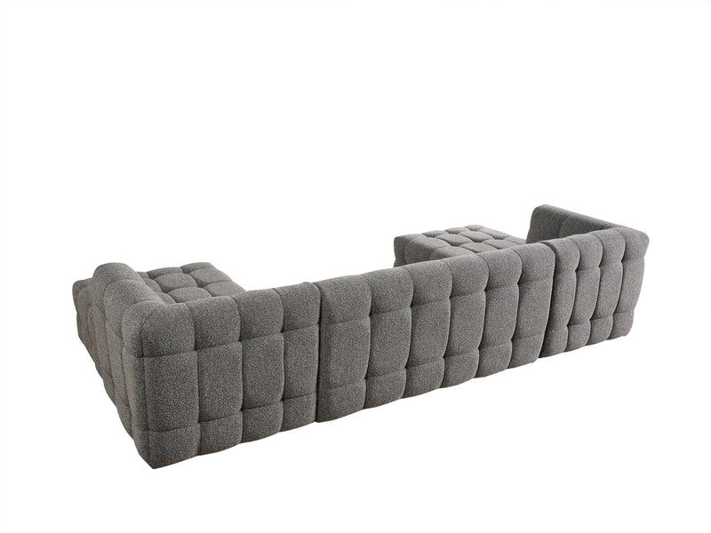 Florida Gray Boucle U Shape Sectional Sofa - Ornate Home