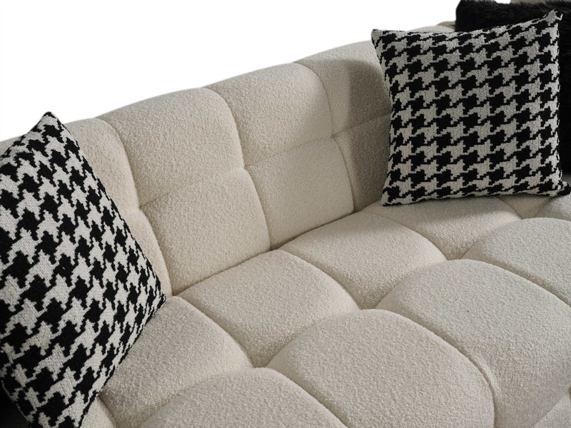 Florida Cream Boucle U Shape Sectional Sofa - Ornate Home