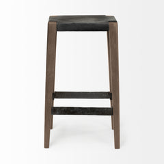 Nell Black/Brown Bar Metal Seat & Foot Rest Stool - Ornate Home