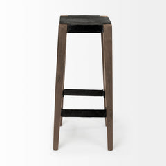 Nell Black/Brown Bar Metal Seat & Foot Rest Stool - Ornate Home