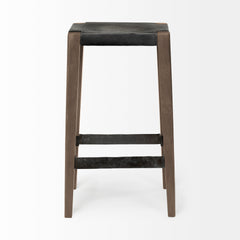 Nell Black/Brown Bar Metal Seat & Foot Rest Stool - Ornate Home