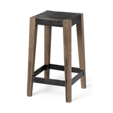 Nell Black/Brown Counter Metal Seat & Foot Rest Stool - Ornate Home