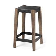 Nell Black/Brown Counter Metal Seat & Foot Rest Stool - Ornate Home