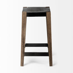 Nell Black/Brown Counter Metal Seat & Foot Rest Stool - Ornate Home
