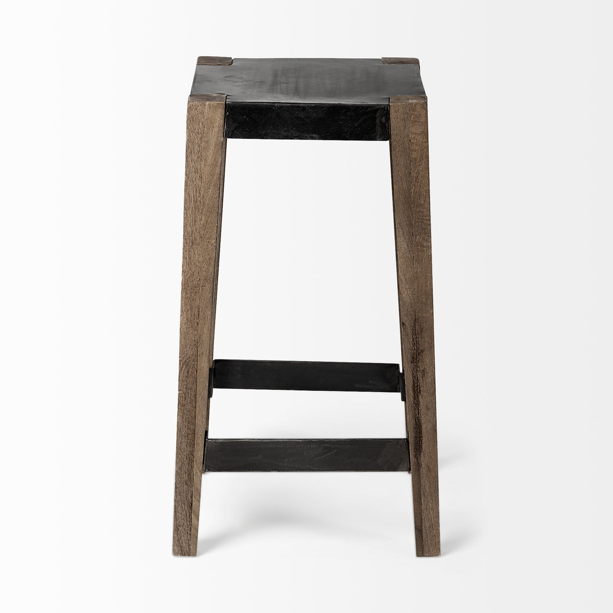 Nell Black/Brown Counter Metal Seat & Foot Rest Stool - Ornate Home