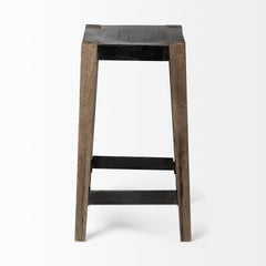 Nell Black/Brown Counter Metal Seat & Foot Rest Stool - Ornate Home