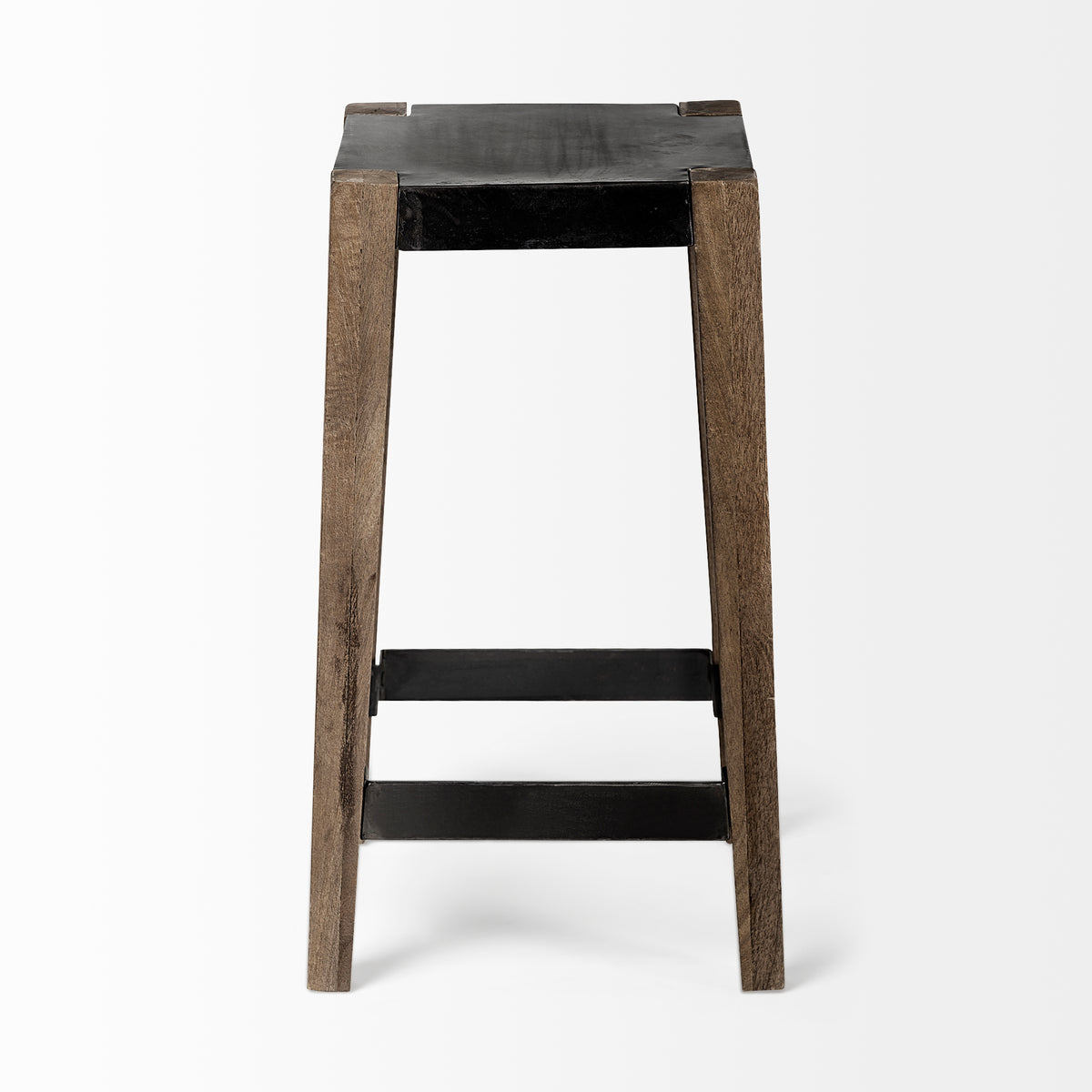 Nell Black/Brown Counter Metal Seat & Foot Rest Stool - Ornate Home