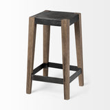Nell Black/Brown Counter Metal Seat & Foot Rest Stool - Ornate Home