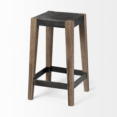 Nell Black/Brown Counter Metal Seat & Foot Rest Stool - Ornate Home
