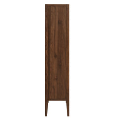 Nell Walnut 71" Glass Door Tall Display Storage Cabinet - Ornate Home