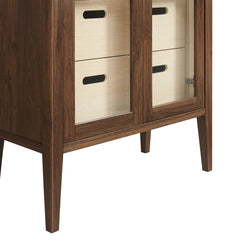Nell Walnut 71" Glass Door Tall Display Storage Cabinet - Ornate Home