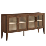 Nell Walnut 72" Glass Door Sideboard Storage Display Cabinet - Ornate Home