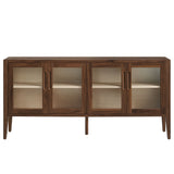 Nell Walnut 72" Glass Door Sideboard Storage Display Cabinet - Ornate Home