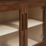 Nell Walnut 72" Glass Door Sideboard Storage Display Cabinet - Ornate Home