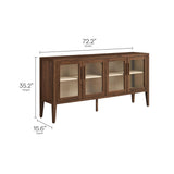 Nell Walnut 72" Glass Door Sideboard Storage Display Cabinet - Ornate Home
