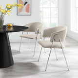 Nella Almond/Silver Upholstered Performance Velvet Dining Chair (Set of 2) - Ornate Home