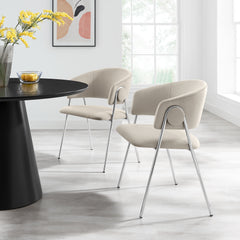 Nella Almond/Silver Upholstered Performance Velvet Dining Chair (Set of 2) - Ornate Home