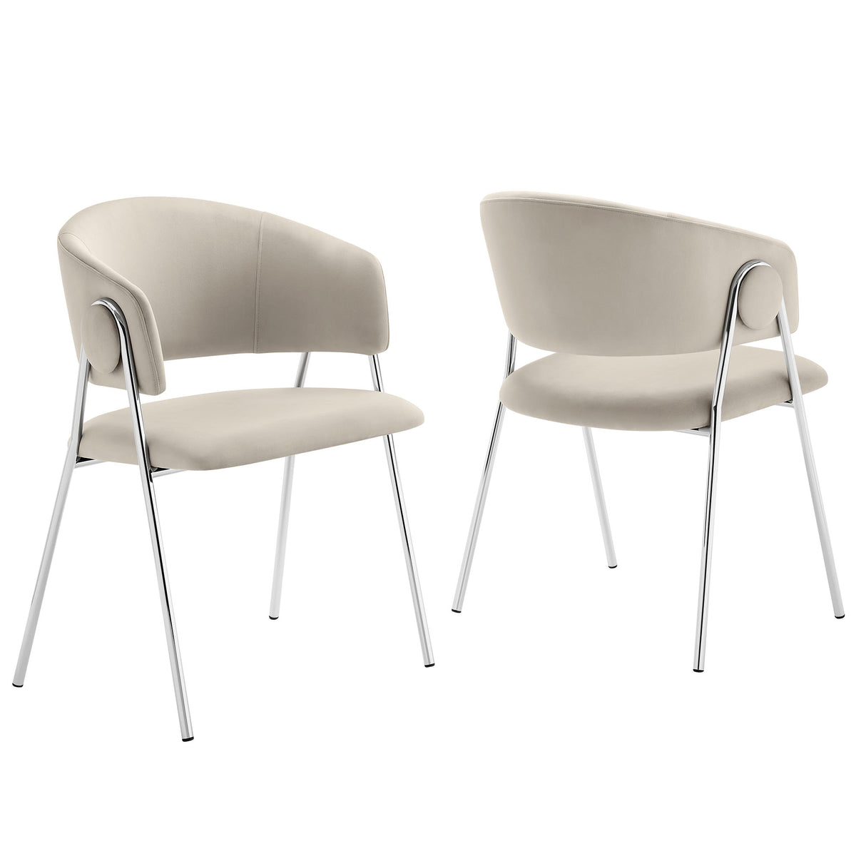 Nella Almond/Silver Upholstered Performance Velvet Dining Chair (Set of 2) - Ornate Home